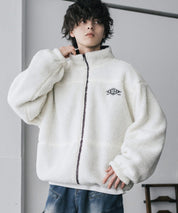 新色追加 2Wayリバーシブル 両A面オーバーサイズワンポイントサークルロゴ刺繍スタンドネックボアブルゾン 14527