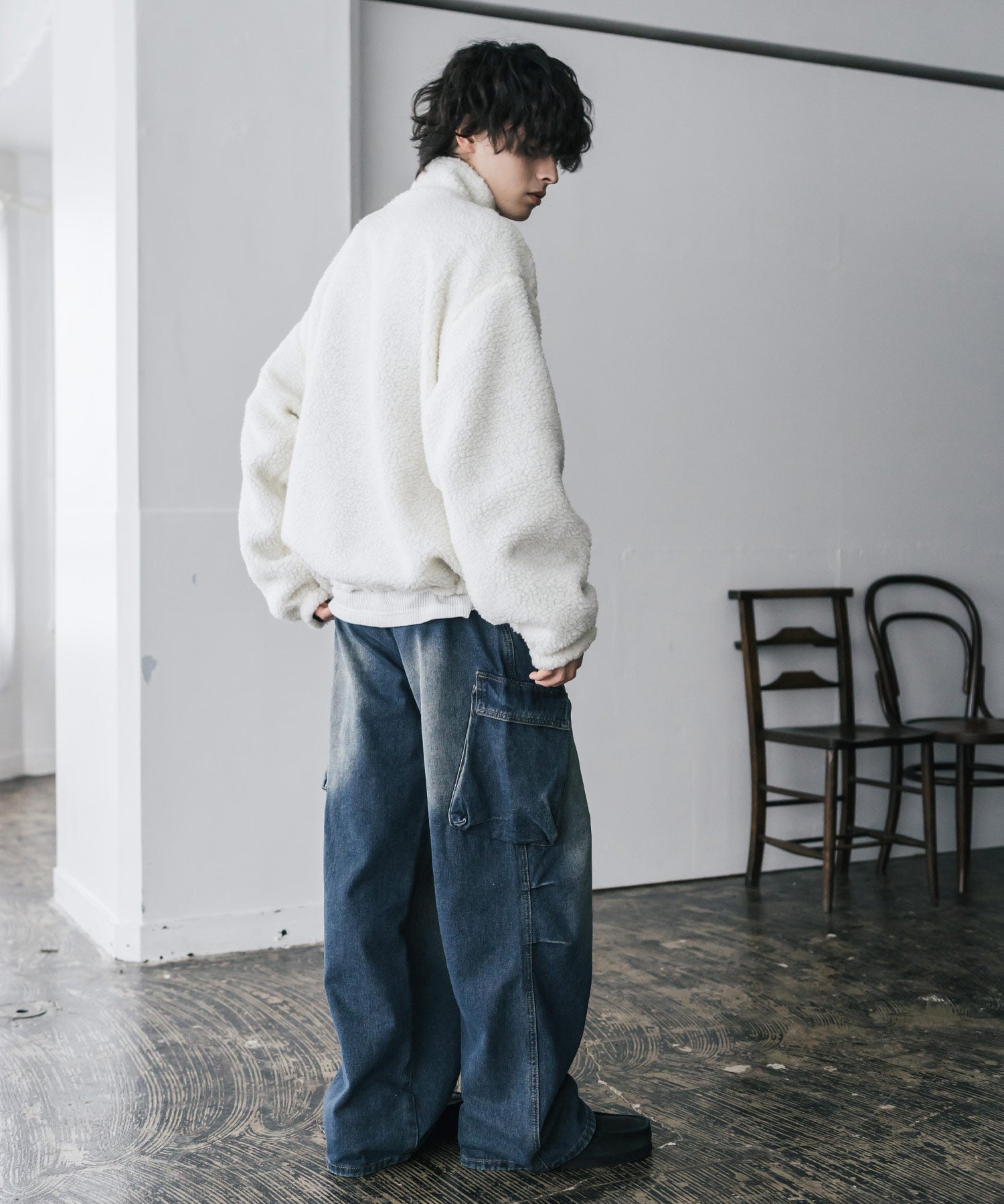 新色追加 2Wayリバーシブル 両A面オーバーサイズワンポイントサークルロゴ刺繍スタンドネックボアブルゾン 14527