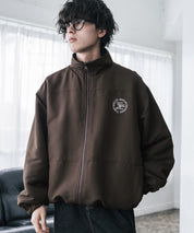 新色追加 2Wayリバーシブル 両A面オーバーサイズワンポイントサークルロゴ刺繍スタンドネックボアブルゾン 14527