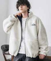 新色追加 2Wayリバーシブル 両A面オーバーサイズワンポイントサークルロゴ刺繍スタンドネックボアブルゾン 14527
