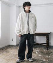 新色追加 2Wayリバーシブル 両A面オーバーサイズワンポイントサークルロゴ刺繍スタンドネックボアブルゾン 14527