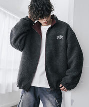 新色追加 2Wayリバーシブル 両A面オーバーサイズワンポイントサークルロゴ刺繍スタンドネックボアブルゾン 14527