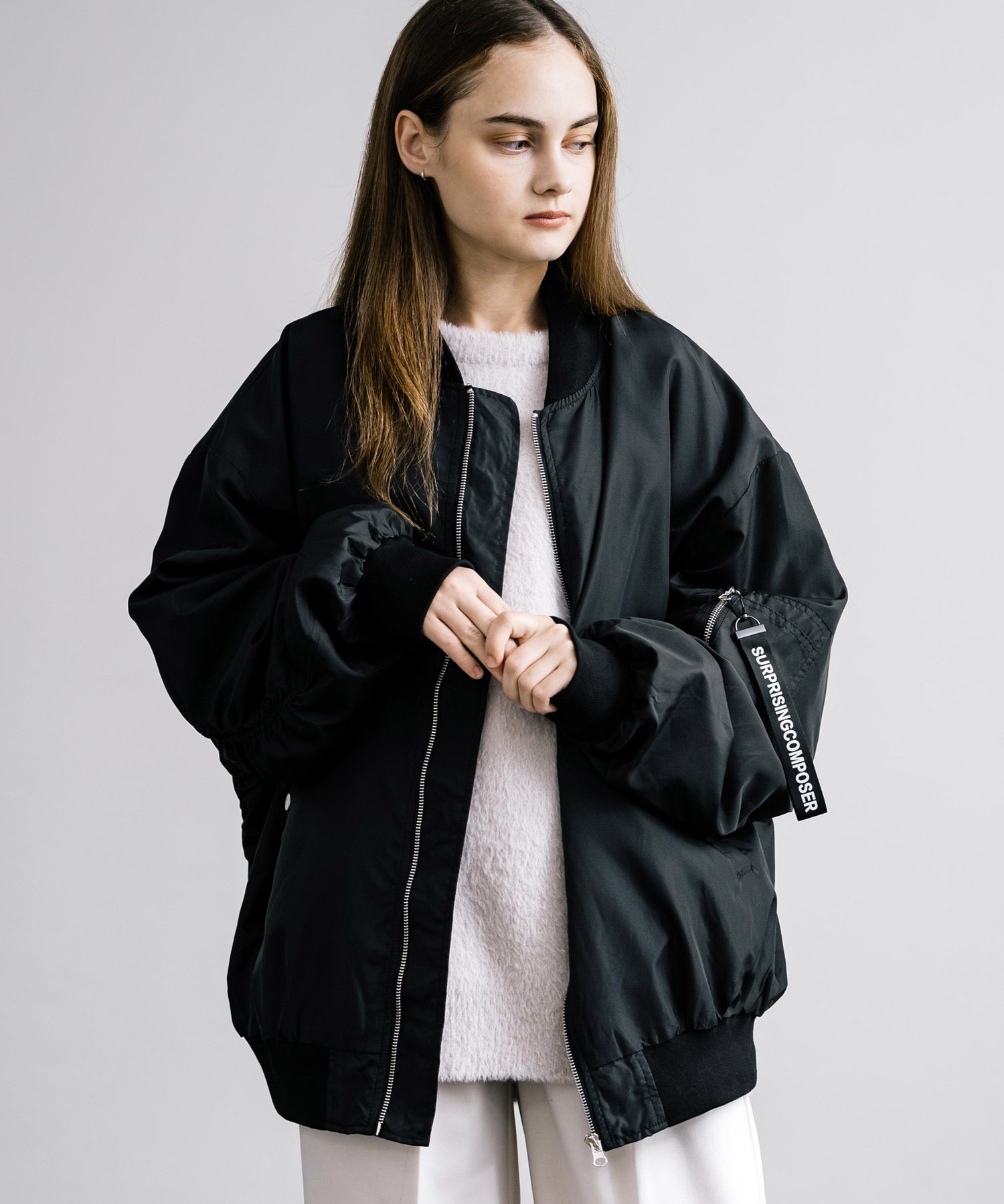 ポリDEWSPO オーバーサイズMA-1フライトジャケット/ミリタリーブルゾン 14533