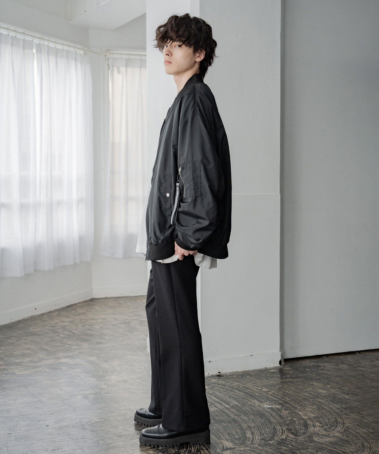 ポリDEWSPO オーバーサイズMA-1フライトジャケット/ミリタリーブルゾン 14533