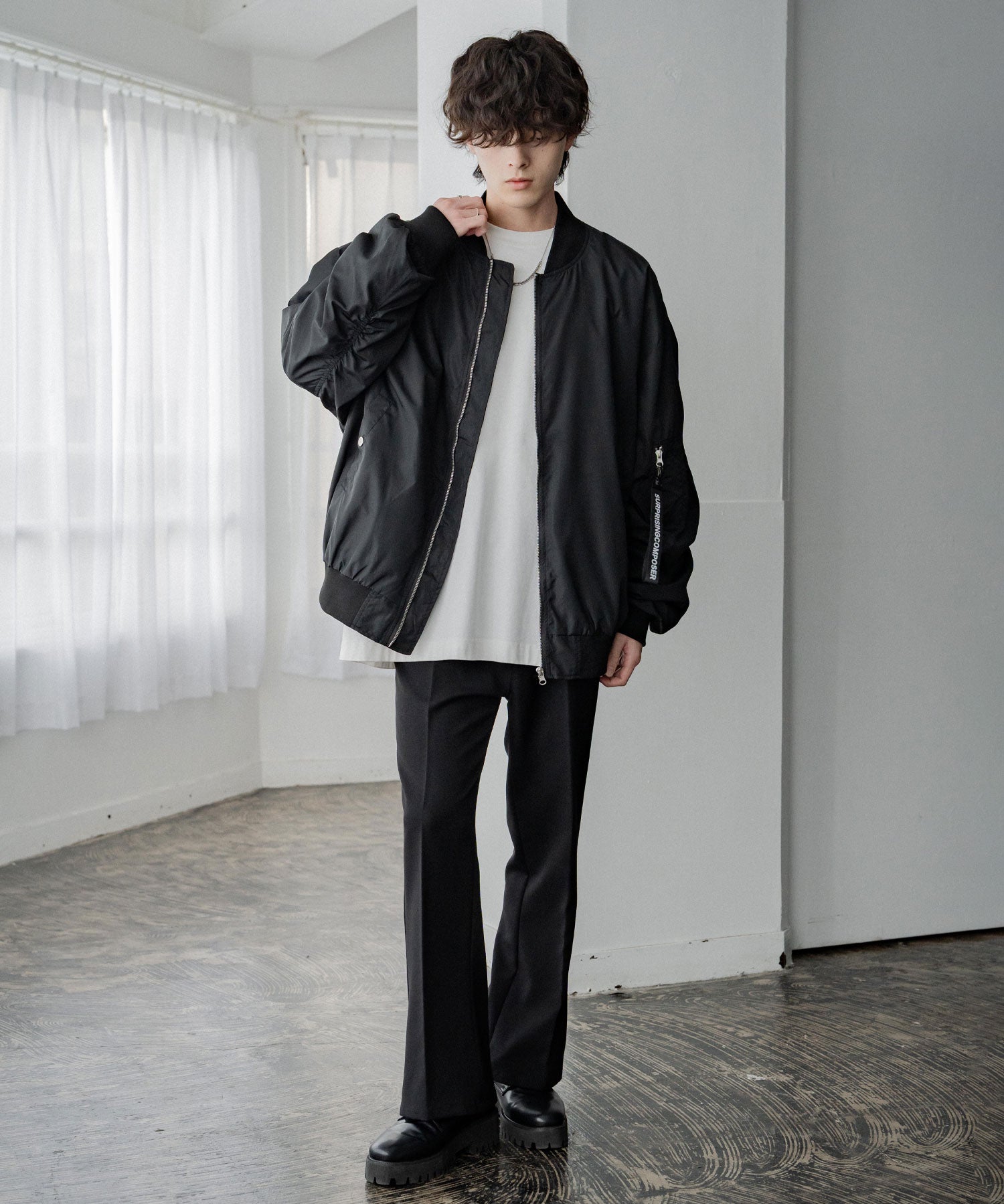 ポリDEWSPO オーバーサイズMA-1フライトジャケット/ミリタリーブルゾン 14533