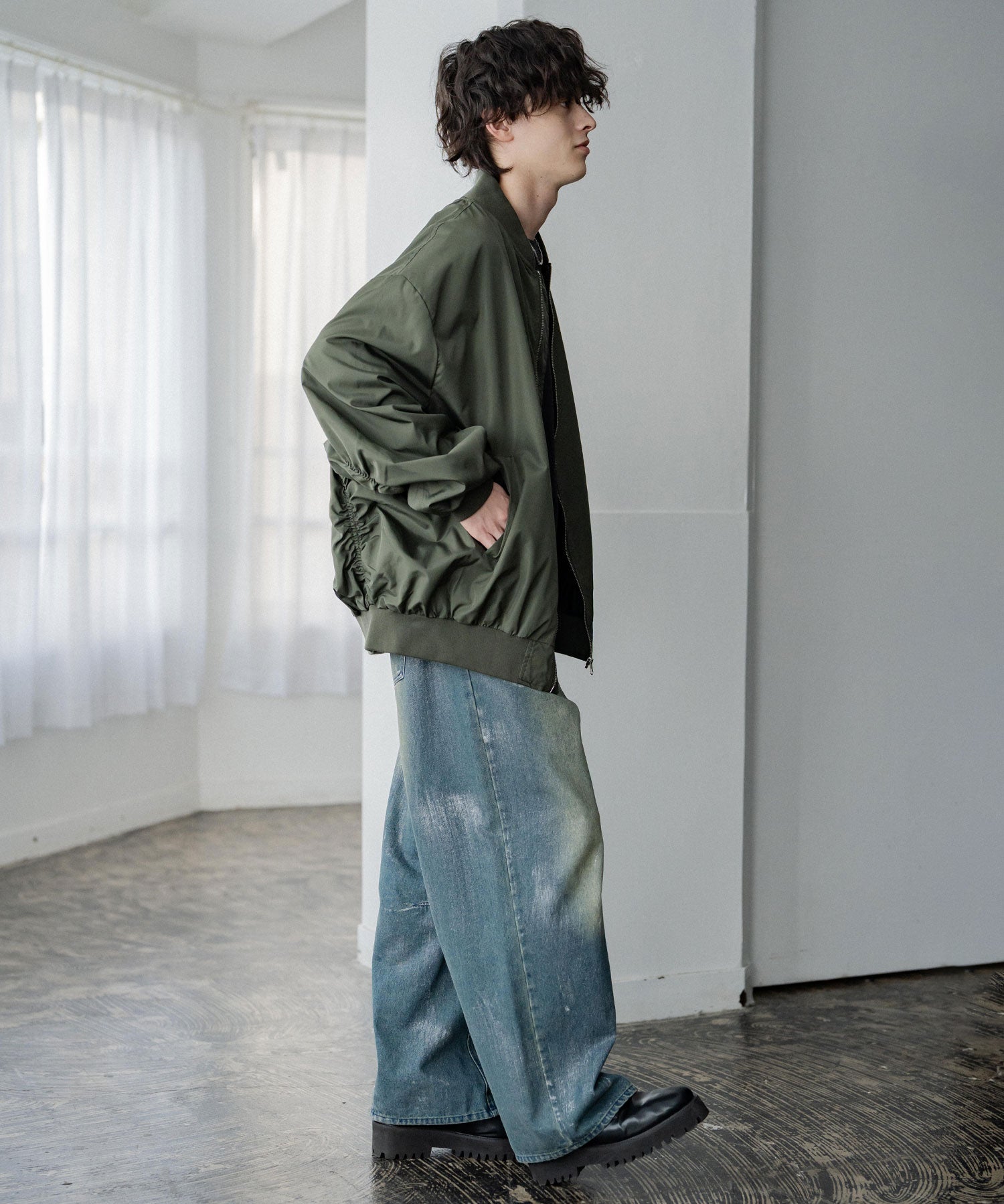 ポリDEWSPO オーバーサイズMA-1フライトジャケット/ミリタリーブルゾン 14533