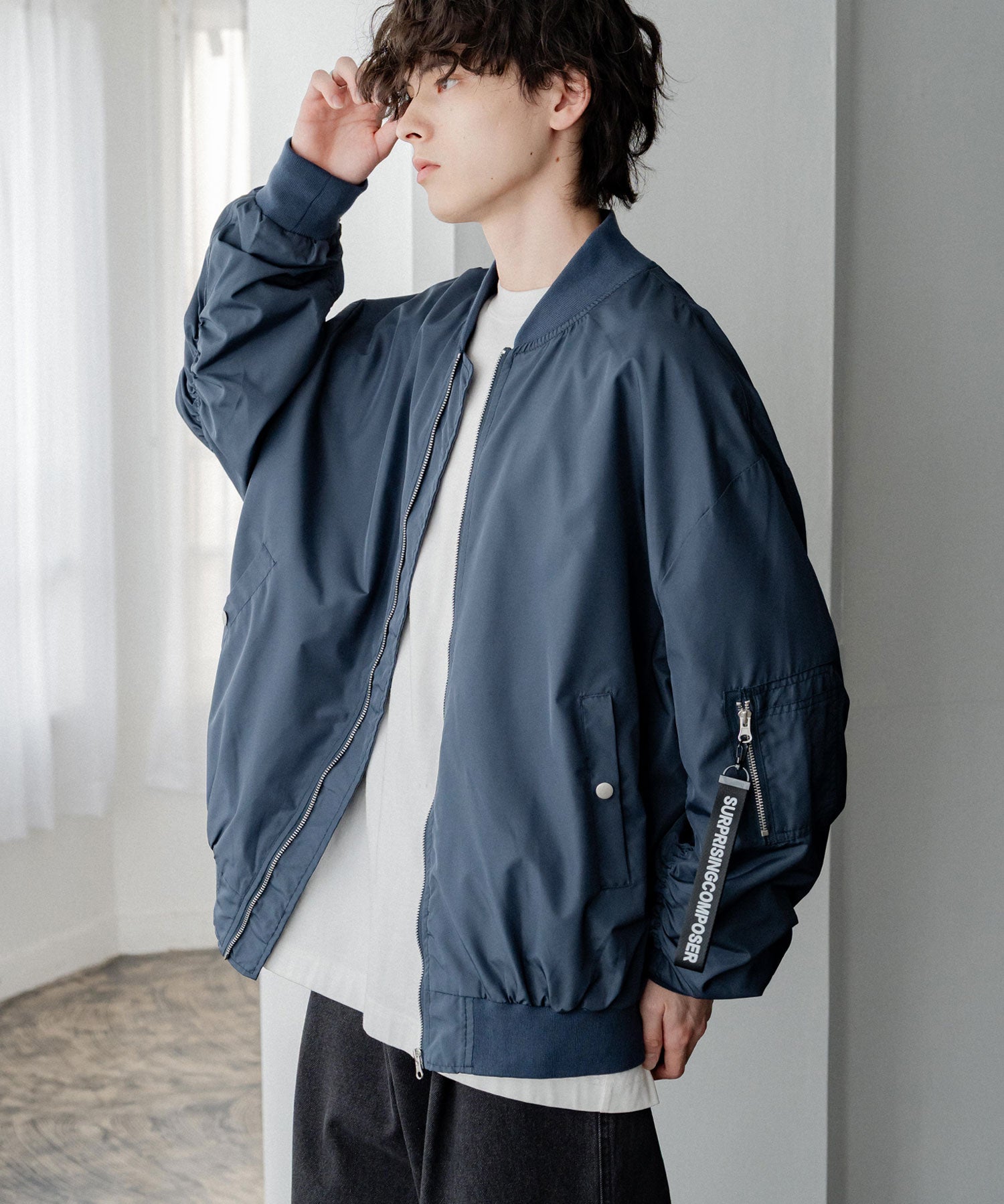 ポリDEWSPO オーバーサイズMA-1フライトジャケット/ミリタリーブルゾン 14533