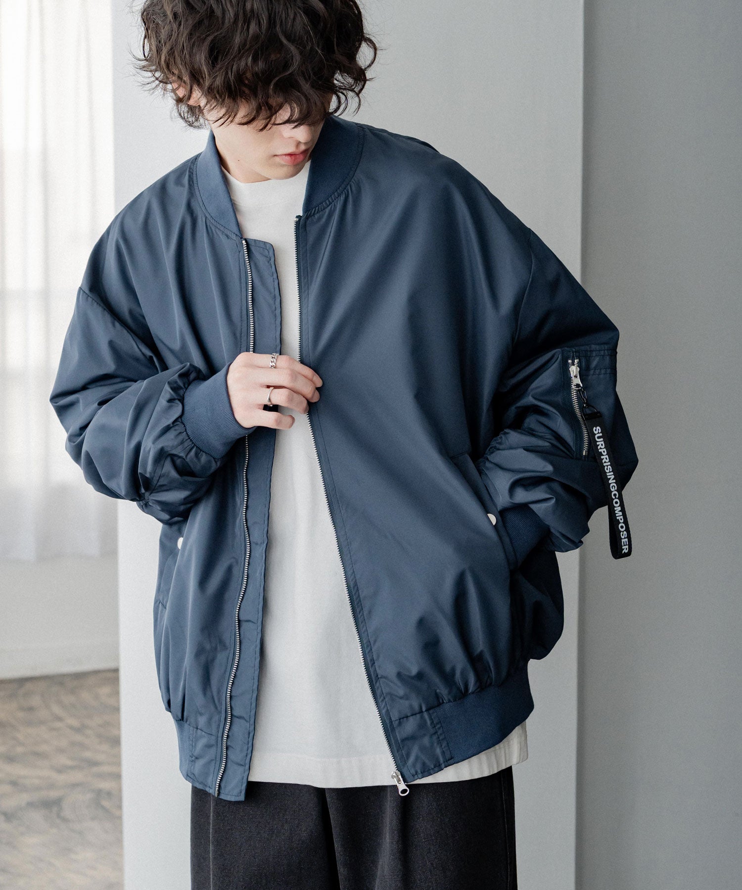 ポリDEWSPO オーバーサイズMA-1フライトジャケット/ミリタリーブルゾン 14533