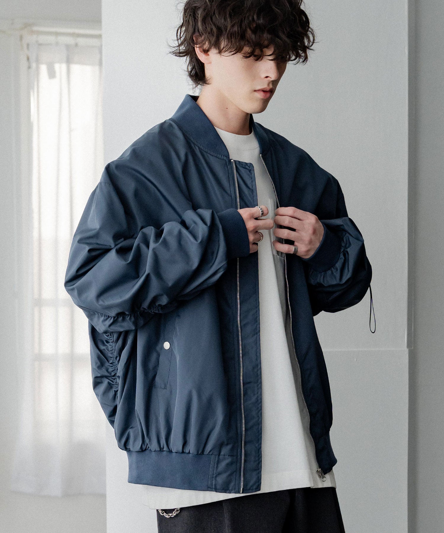 ポリDEWSPO オーバーサイズMA-1フライトジャケット/ミリタリーブルゾン 14533