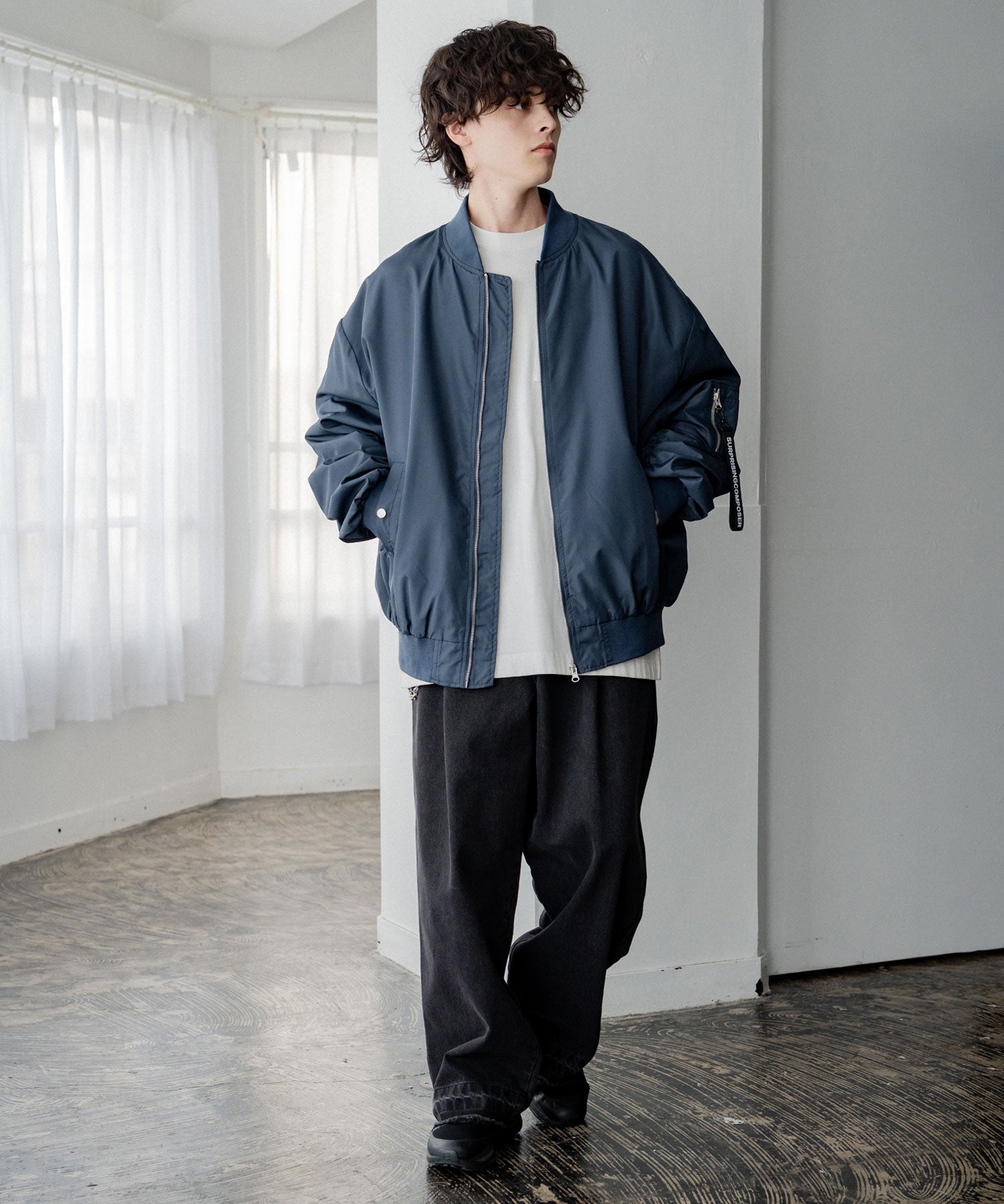 ポリDEWSPO オーバーサイズMA-1フライトジャケット/ミリタリーブルゾン 14533