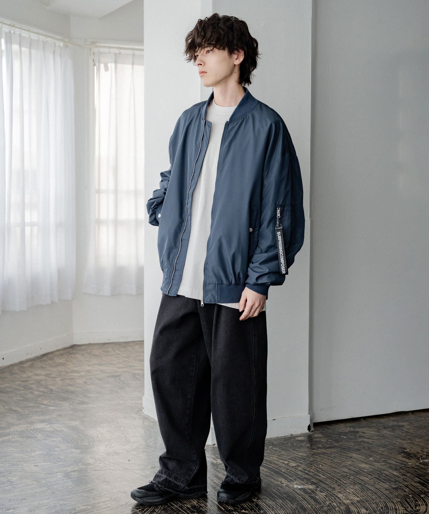 ポリDEWSPO オーバーサイズMA-1フライトジャケット/ミリタリーブルゾン 14533