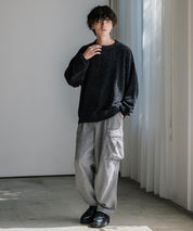 ルーズシルエット アクリル/モールクルーネック長袖ニット 14538