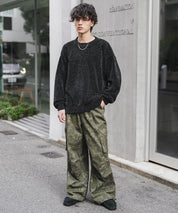 ルーズシルエット アクリル/モールクルーネック長袖ニット 14538