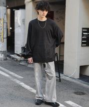 ルーズシルエット アクリル/モールクルーネック長袖ニット 14538