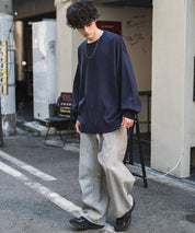 ルーズシルエット アクリル/モールクルーネック長袖ニット 14538