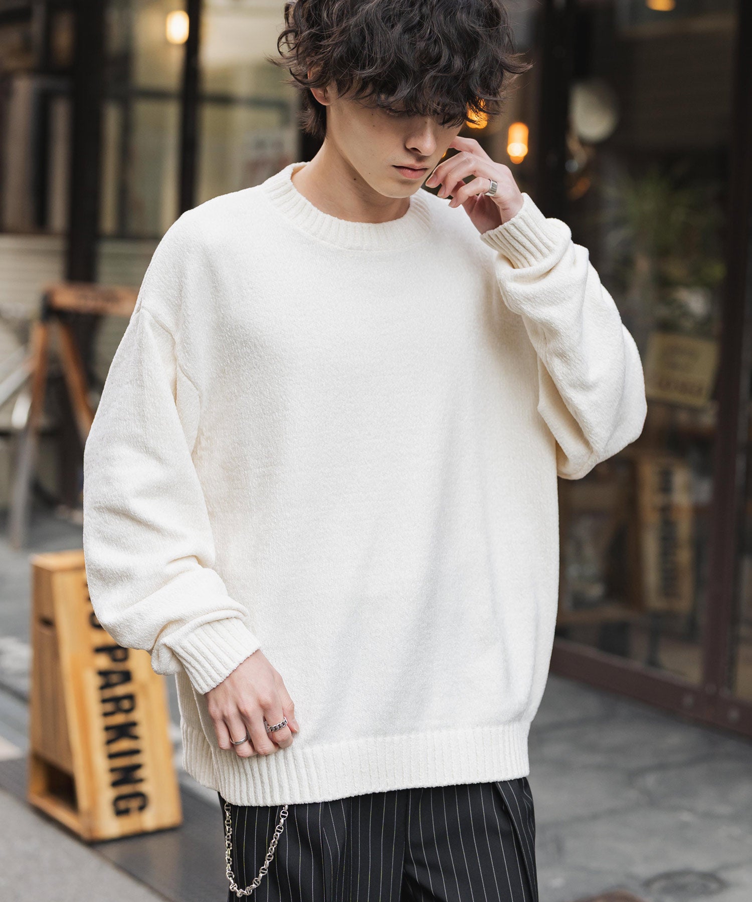 モールクルーネック長袖ニット 14538