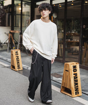 ルーズシルエット アクリル/モールクルーネック長袖ニット 14538