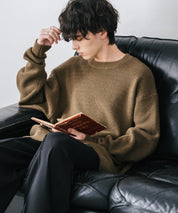 オーバーサイズ配色リブワッフルニットプルオーバーセーター	14546