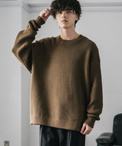 オーバーサイズ配色リブワッフルニットプルオーバーセーター	14546