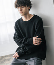 オーバーサイズ配色リブワッフルニットプルオーバーセーター	14546