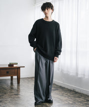 オーバーサイズ配色リブワッフルニットプルオーバーセーター	14546