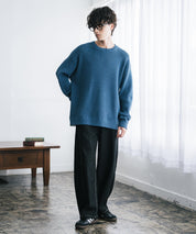 オーバーサイズ配色リブワッフルニットプルオーバーセーター	14546