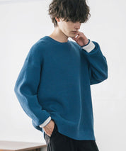 オーバーサイズ配色リブワッフルニットプルオーバーセーター	14546