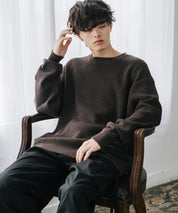 オーバーサイズ配色リブワッフルニットプルオーバーセーター	14546