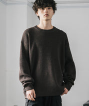 オーバーサイズ配色リブワッフルニットプルオーバーセーター	14546