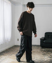 オーバーサイズ配色リブワッフルニットプルオーバーセーター	14546