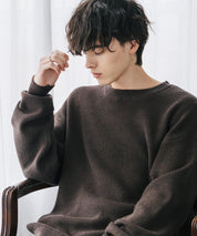 オーバーサイズ配色リブワッフルニットプルオーバーセーター	14546