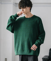 オーバーサイズ配色リブワッフルニットプルオーバーセーター	14546