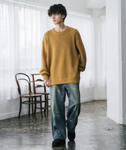 オーバーサイズ配色リブワッフルニットプルオーバーセーター	14546