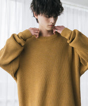 オーバーサイズ配色リブワッフルニットプルオーバーセーター	14546