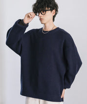 オーバーサイズ配色リブワッフルニットプルオーバーセーター	14546