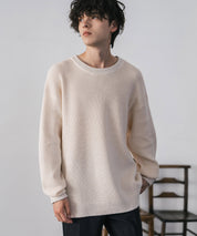 オーバーサイズ配色リブワッフルニットプルオーバーセーター	14546