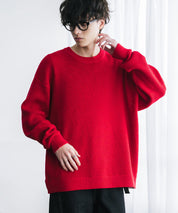 オーバーサイズ配色リブワッフルニットプルオーバーセーター	14546