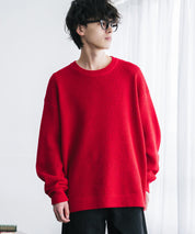 オーバーサイズ配色リブワッフルニットプルオーバーセーター	14546