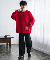 オーバーサイズ配色リブワッフルニットプルオーバーセーター	14546