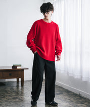 オーバーサイズ配色リブワッフルニットプルオーバーセーター	14546