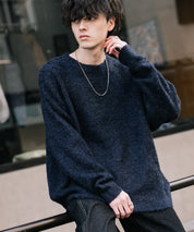 オーバーサイズウール混ミックス糸プルオーバーニットセーター 14548