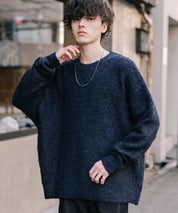 オーバーサイズウール混ミックス糸プルオーバーニットセーター 14548