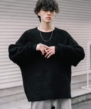 オーバーサイズウール混ミックス糸プルオーバーニットセーター 14548