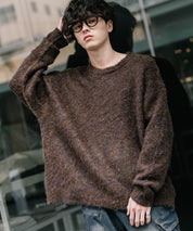オーバーサイズウール混ミックス糸プルオーバーニットセーター 14548