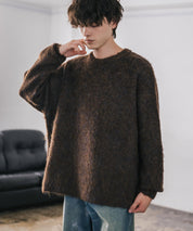 オーバーサイズウール混ミックス糸プルオーバーニットセーター 14548