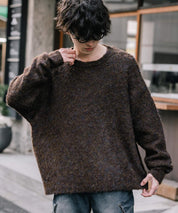 オーバーサイズウール混ミックス糸プルオーバーニットセーター 14548