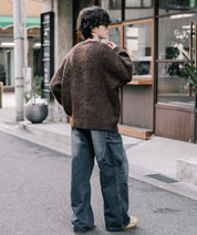 オーバーサイズウール混ミックス糸プルオーバーニットセーター 14548