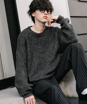 オーバーサイズウール混ミックス糸プルオーバーニットセーター 14548