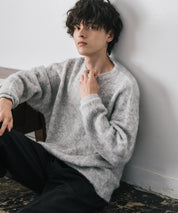 オーバーサイズウール混ミックス糸プルオーバーニットセーター 14548
