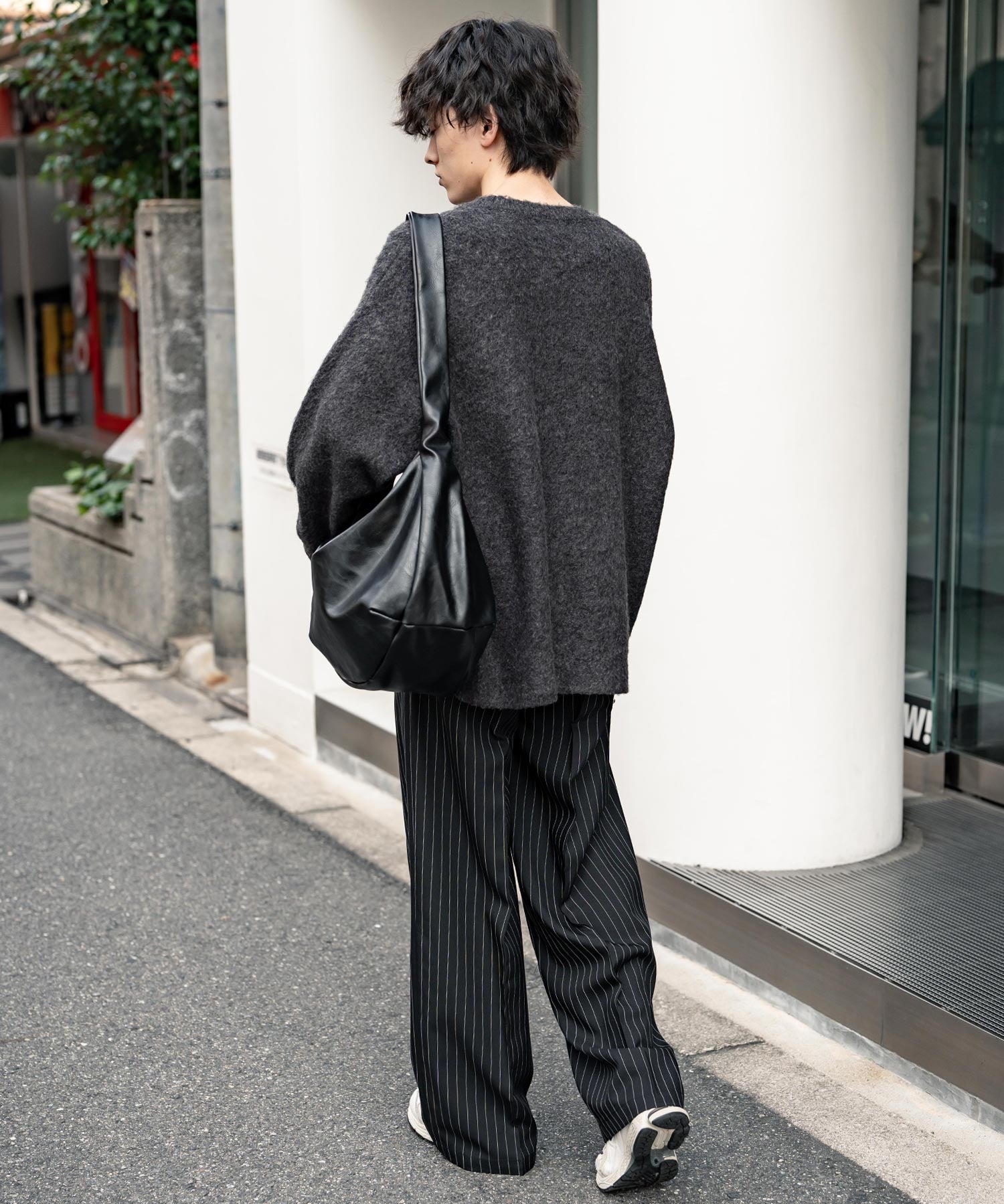 オーバーサイズシャギーニットセーター/クルーネック長袖プルオーバー 14549